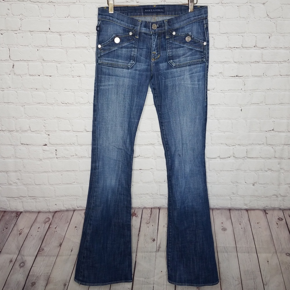 Rock & Republic Jeans Dark Wash Denim Flare 28